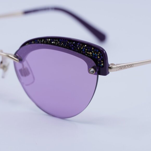 Swarovski SK0257 28G Sunglasses - Gold Frame, Purple Lenses main image 7